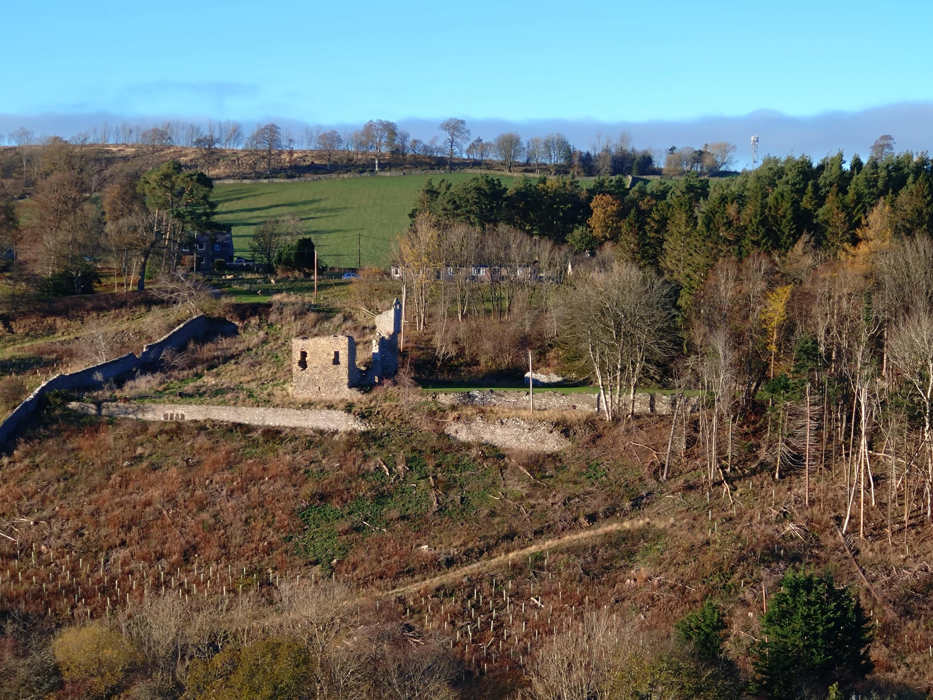 Torwoodlee Tower standing proud on the hillside